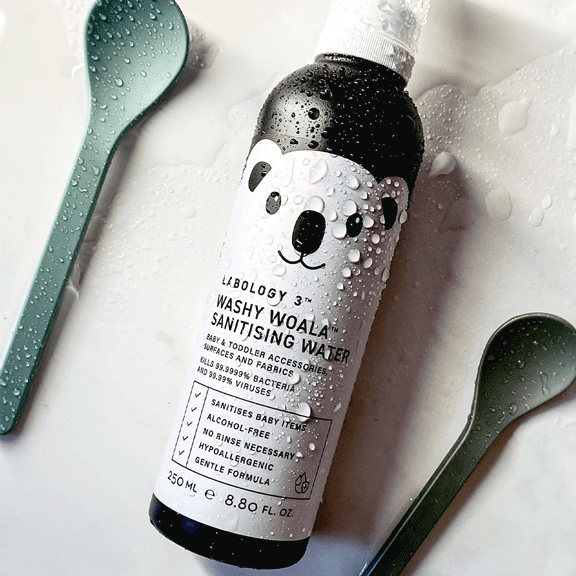 Labology 3 safe and hypoallergenic Washy Woala Sanitising Water for baby and kids toys surfaces and accessories